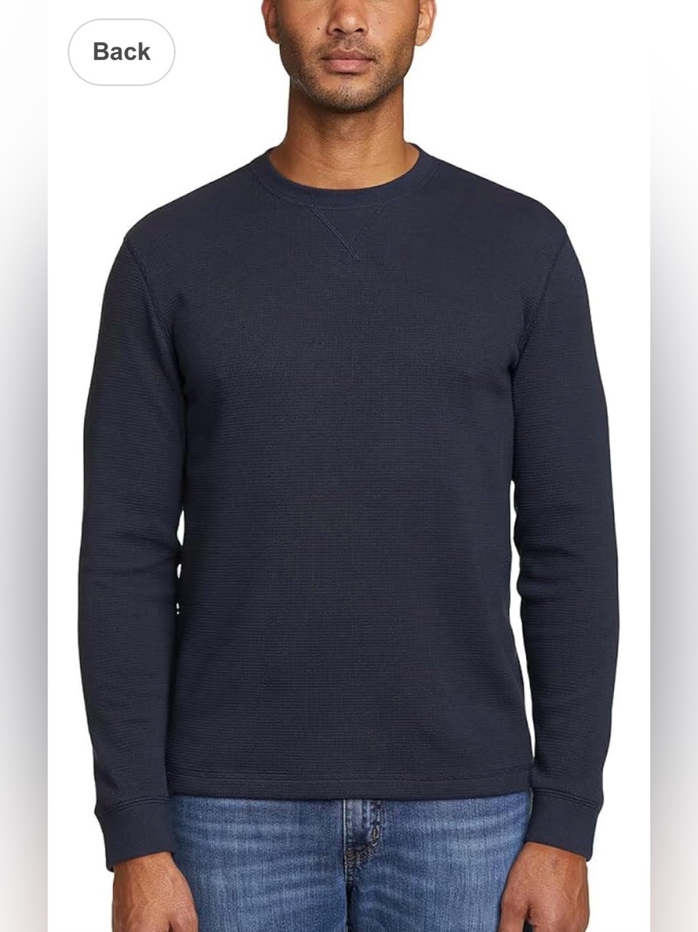 Eddie Bauer Men's Waffle Knit Crew Neck Pullover Sweatshirt Blue XL